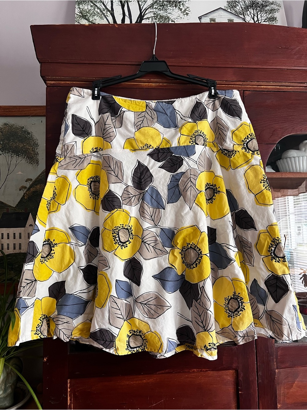 Boden Yellow Floral summer cotton skirt